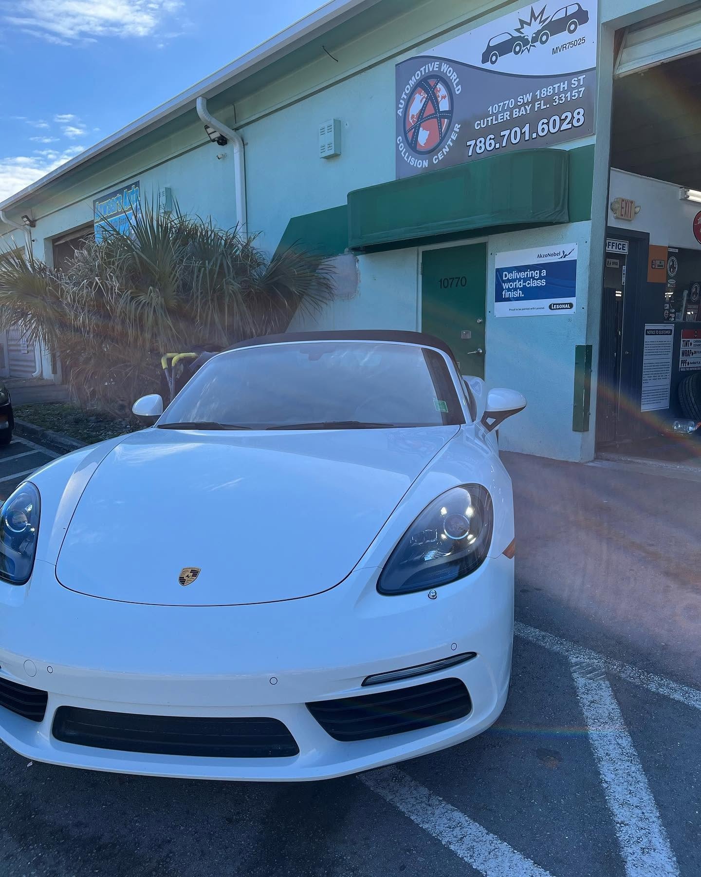 Vehicle under collision repair at the shop